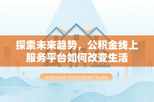 零陵探索未来趋势，公积金线上服务平台如何改变生活